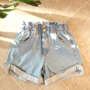Garage Denim Paperbag High-Waisted Shorts